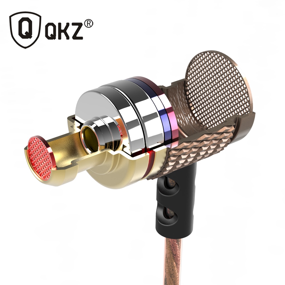 QKZ DM6 Oortelefoon Liefhebber bass In-Ear Oortelefoon Koper Smeden 7 MM Shocking anti-geluid Microfoon Geluidskwaliteit fone de ouvido