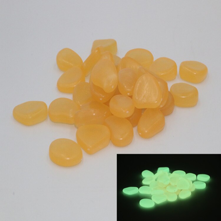 100 stuks lichtgevende stenen voor tuinpaden, lichtgevende stenen voor aquariumdecoratie, lichtgevende stenen voor aquariumdecoratie, lichtgevende tuindecoratie in het donker: Geel