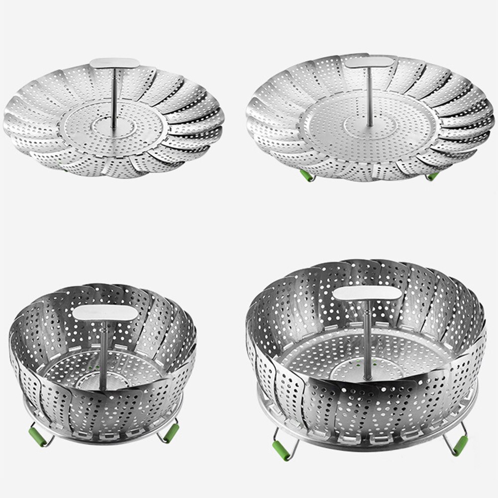 Foldable Steamer Stainless Steel Food Steamer Basket Mesh Fruit Desserts Plate Vegetable Cooker Steamer Kitchen Supplies