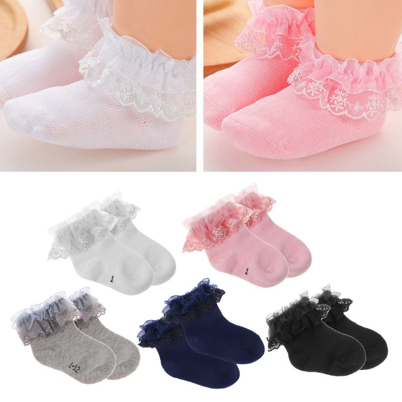 Newborn Baby Cotton Socks Lace Princess Combed for Girls Infant Babe