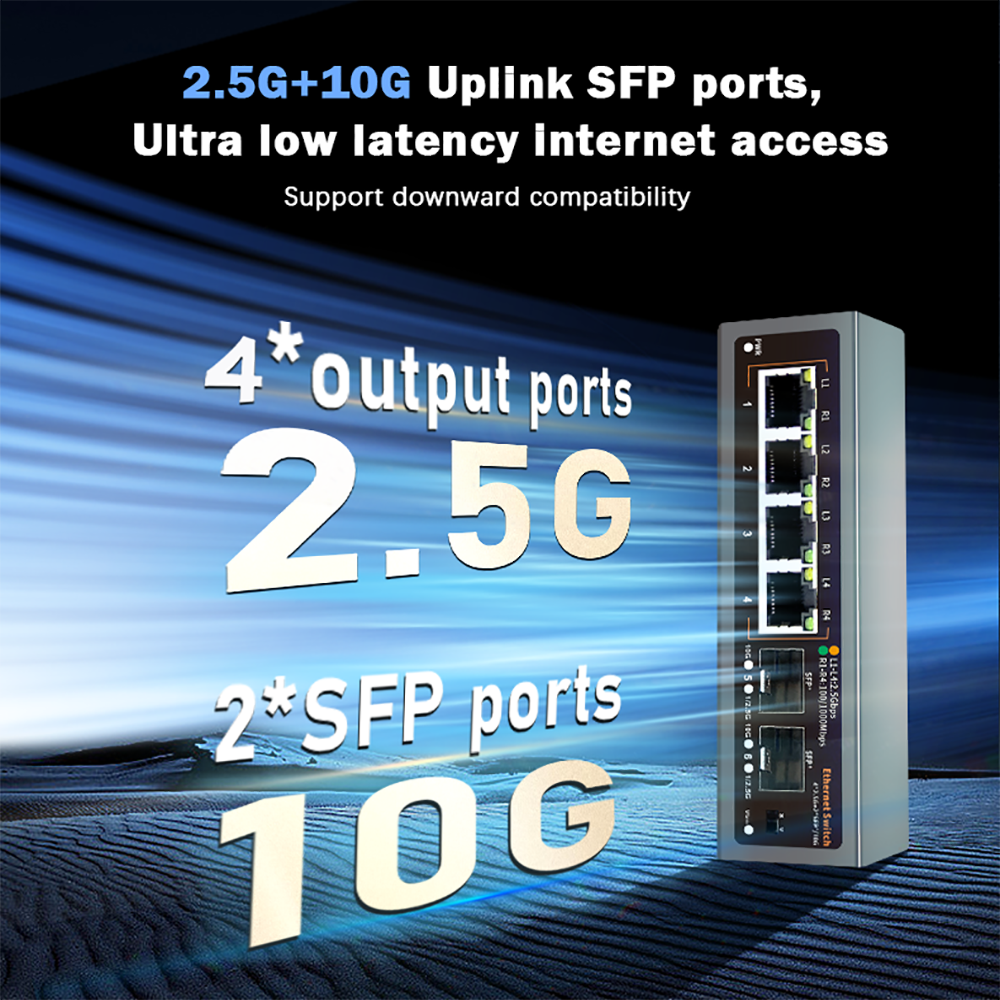 2,5 Gbit/s Ethernet-schalten, 4 Häfen, 2500 Mbit/s Netzwerk-Umschalter, 2 Häfen, 10 G SFP+-Steckplatz, Heim-Labor-Hub, Internet-Splitter, Stecker-und-abspielen