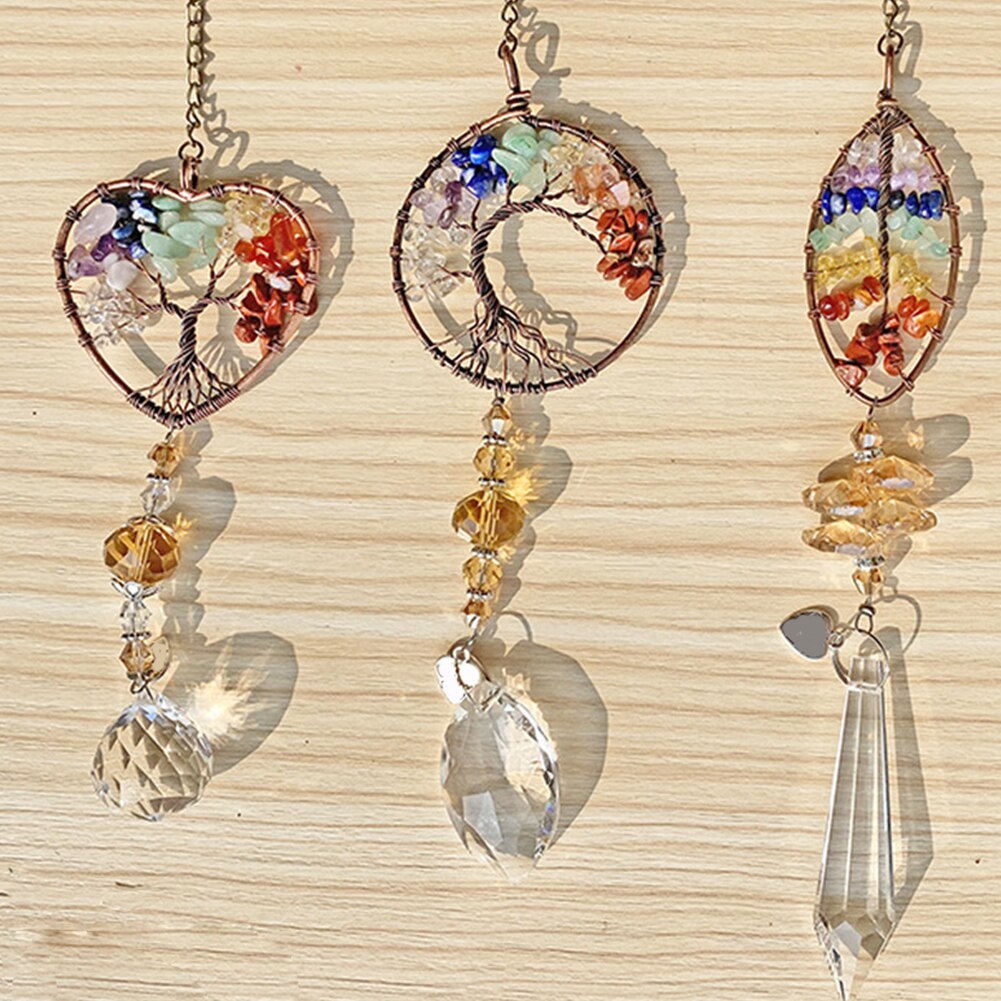 Krystall solfanger prismer vindusdekorasjon solfanger hengende regnbue maker glass prismer anheng diy lysekrone ornamenter