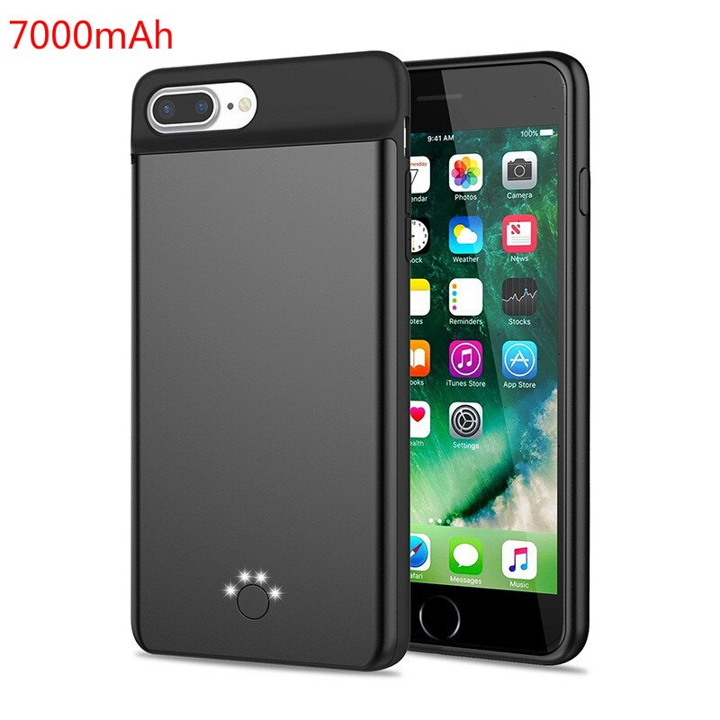 Externe 5000-7000Mah Smart Back Tpu Bumper Power Bank Pack Battery Charger Case Voor Iphone 6 6S 7 8 6S + 7 + 8 + 6Plus 8 Plus
