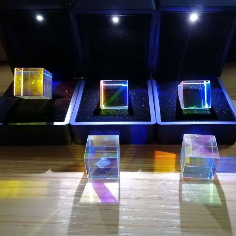 Prisme de couleur carré, prisme collecteur de couleurs, Cube à 6 côtés avec boîte à lumière
