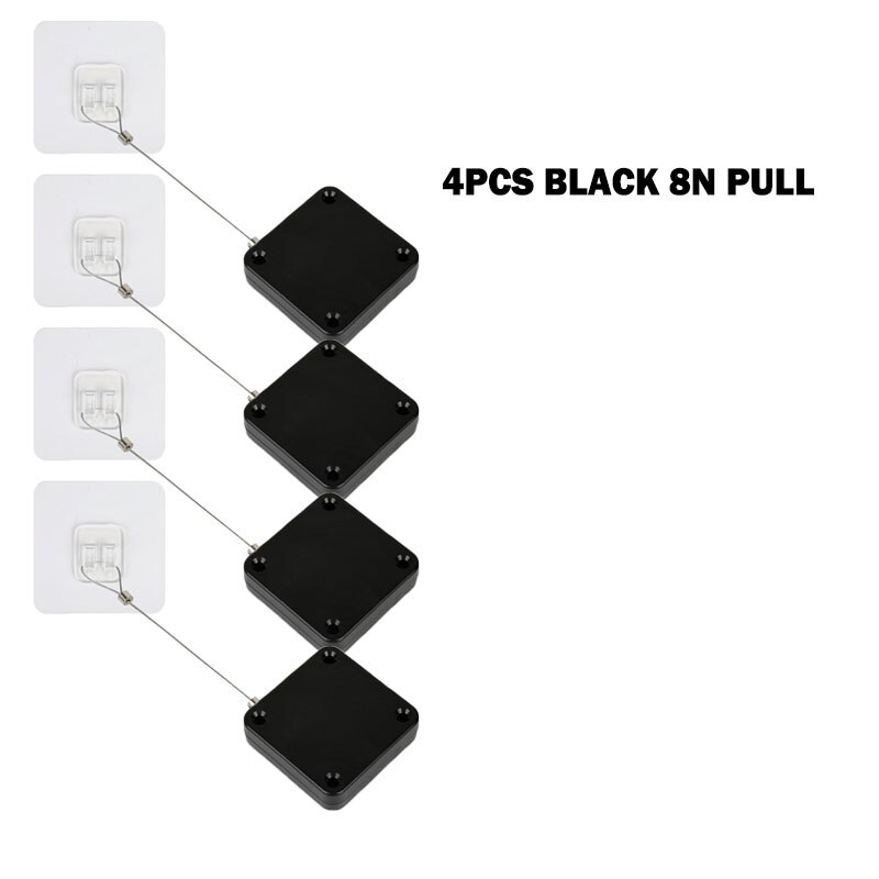 4PCS Hardware Automatic Sensor Door Closer Non-Contact Automatically Close Stretchable 1.2m For All Doors Door-closing-Connector: 4PCS BLACK
