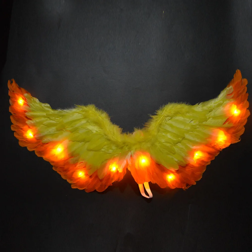 Gelbe LED-Glüh leuchten, EngelsfederflüGel, FeenflüGel, Requisiten, , Party, Cosplay, Geburtstag, Kostümich, Hochzeit, Festival: Möglichkeit 2 / Grau