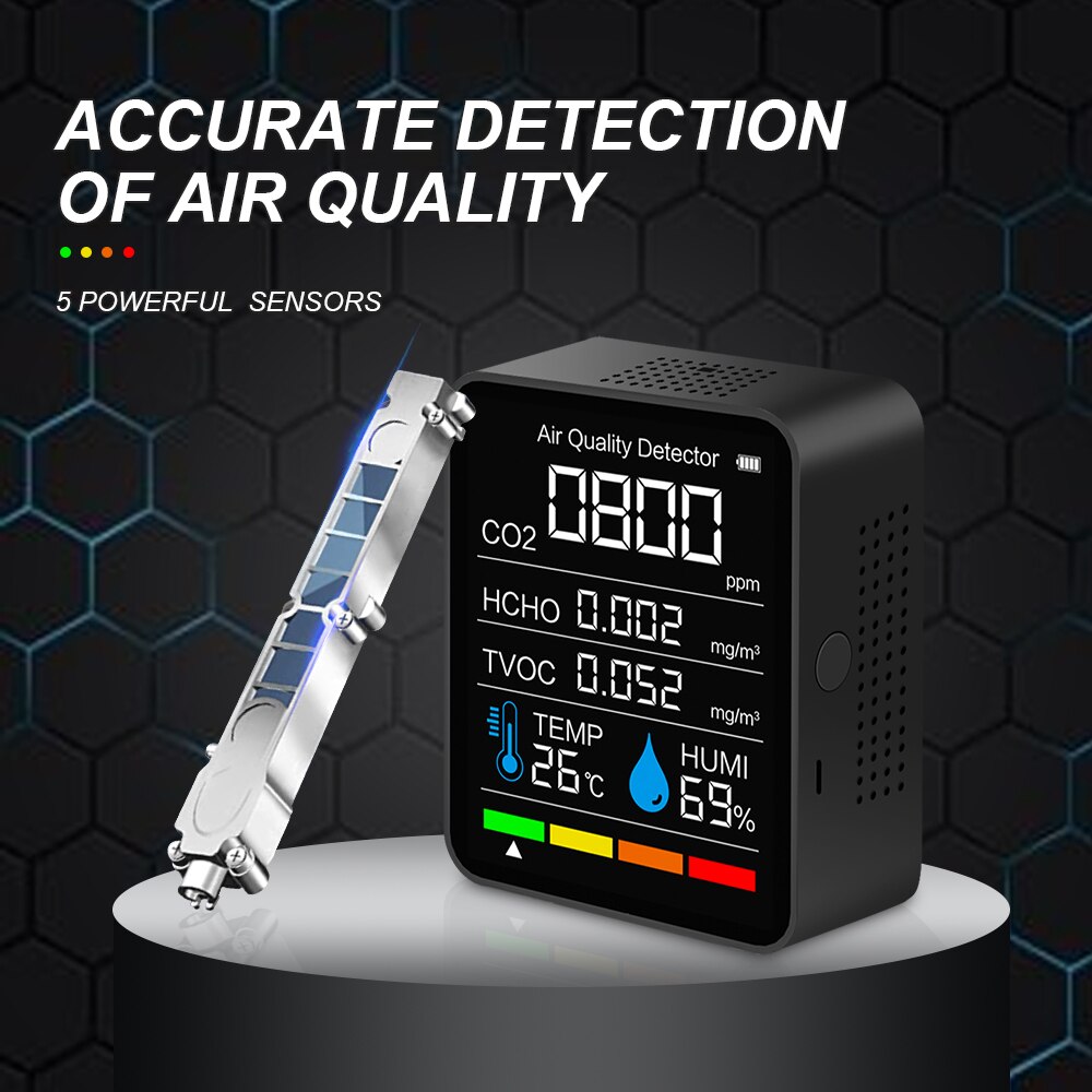 Carbon Dioxide Detector CO2 Smart Digital Meter Indoor Temperature Humidity Sensor Tester Air Monitor TVOC HCHO Analyzer