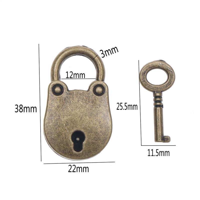 Kinesisk vintage hængelås gammel stil lås notesbog bagage bælte antik bronze forgyldt hængelås med nøgle kuffertlåse hardware