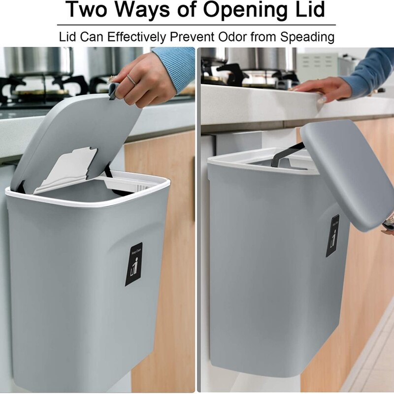 Kitchen Compost Bin for Counter Top or Under Sink, Hanging Small Trash Can with Lid,Mountable Indoor Compost Bucket