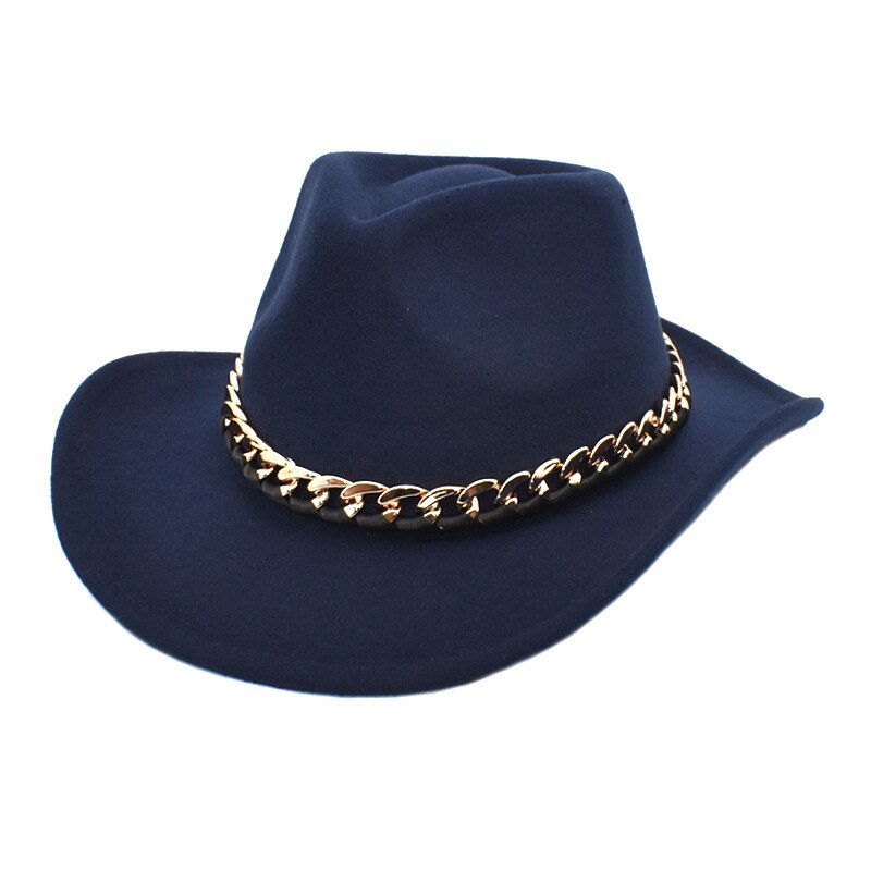 Lidafish Europese Amerikaanse Western Cowboy Hoed Vrouwen Mannen Wolvilt Jazz Hoed Outdoor Gentleman Sombrero Hombre Cap: Marineblauw