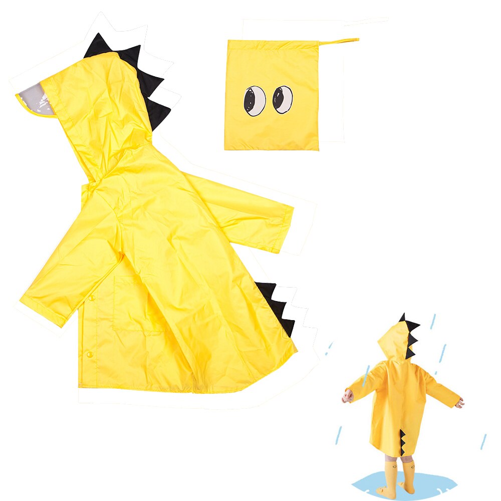 Cartoon Dinosaurs Unisex Hooded Waterproof Raincoat for Boys Girls Breathable Rainsuit Rainwear Outdoor Rain-proof Jacket Kid