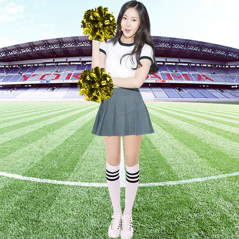 Clothes Female Group Dance Modern Performance Clothing Cheerleading Vitality Pink Blue Gray Split Short Sleeve Suit