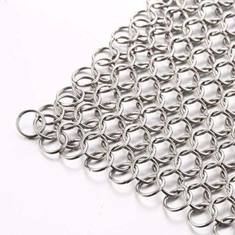 Cast Iron Cleaner 2 Pack- More Efficient Stainless Steel Chainmail Scrubber For Cast Iron Pan Pre-Seasoned Pan Dutch Ovens Waf