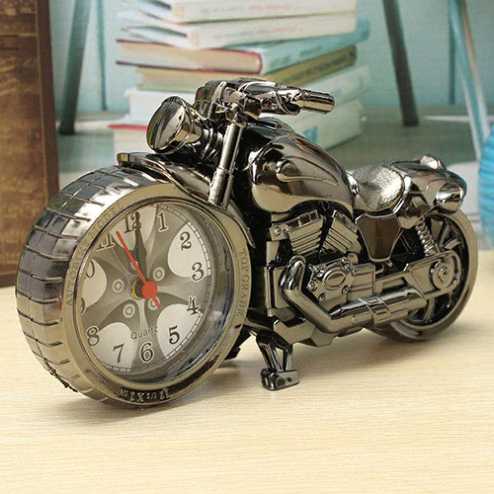 Retro Motorcycle Shape Quartz Clock Alarm Clock Time Keeper Desktop Home Bedroom Dormitory Decor Student Supplies