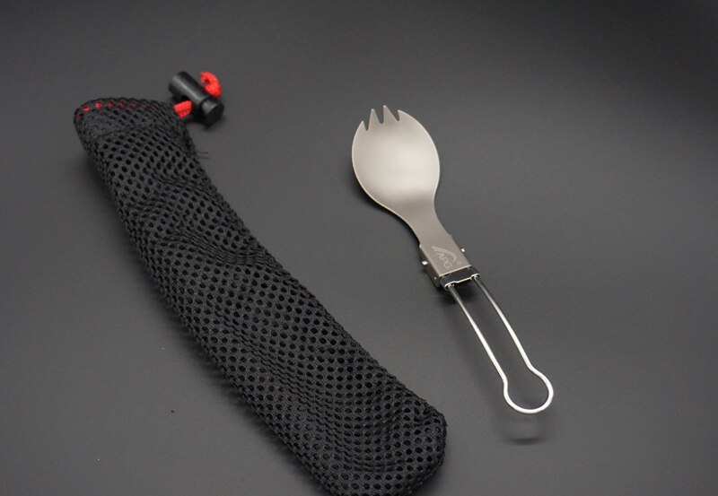 Apg titanium spork hopfällbar sked gaffel utomhus camping servis middag bestick redskap sked