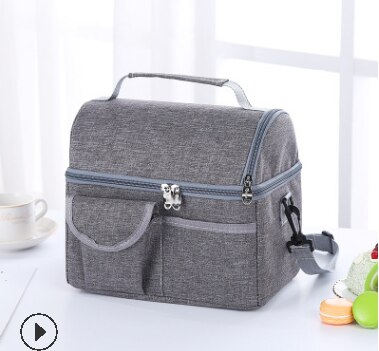 Bolsa de hielo grande de doble capa, bolsa de almacenamiento de leche materna, bolsa enfriadora de alimentos, seguro y cálido,: Gris