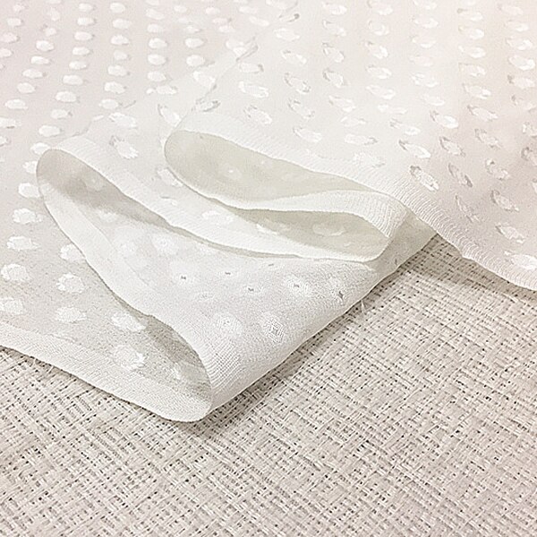 Tela de seda de de lunares blanco georgette gasa de seda de fondo tela de seda, SCG596