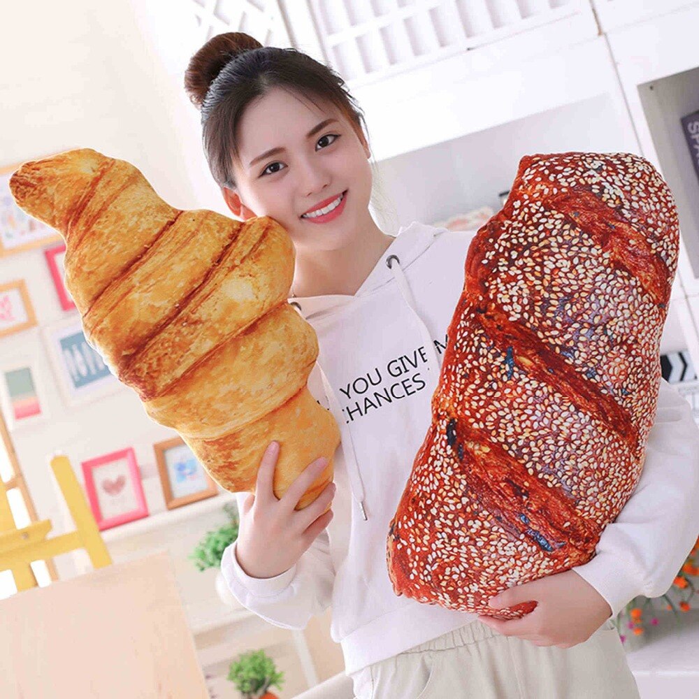 50 cm Simulatie Boter Brood Vlees Floss Sesam Kussens Levensechte Voedsel Pluche Croissant Donuts Snack Decoratie Rugleuning Kussen