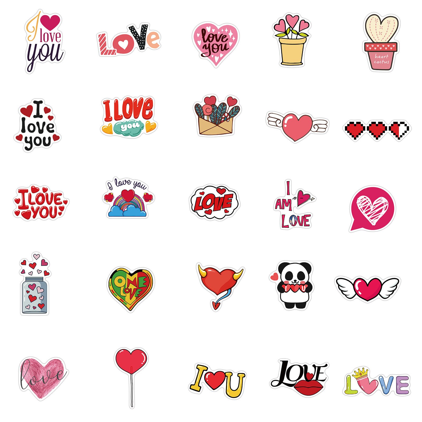 10/30/50Pcs Valentijnsdag Roze Liefde Graffiti Koffer Notebook Mobiele Telefoon Skateboard Kinderen Waterdichte sticker