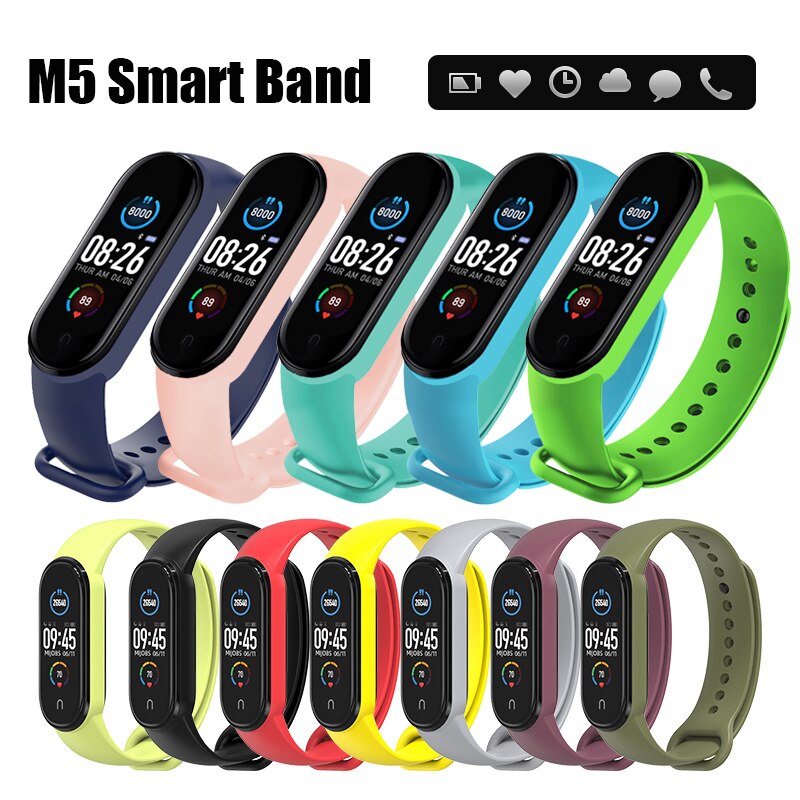 M5 Smart Band Fitness Trcker Sport Bracelet Pedometer Heart Rate Blood Pressure Bluetooth Health Wirstband Weather Smartwatch