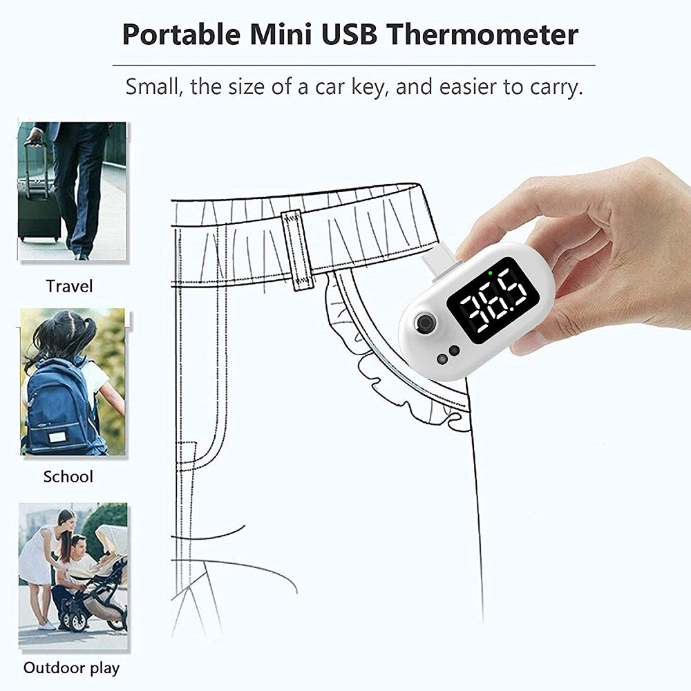 VIRWIR K8 Phone Expansion Dock Thermometer Portable LCD Infrared Human Body Thermometer Support 32-42 Degree Celsius Measurement