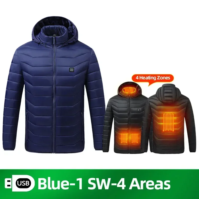 21 Areas Heated Jacket Men Women USB Electric Heated Clothes Camping Warming Self Heating Vest Hiking thermal hunting Coat: XXXL / black