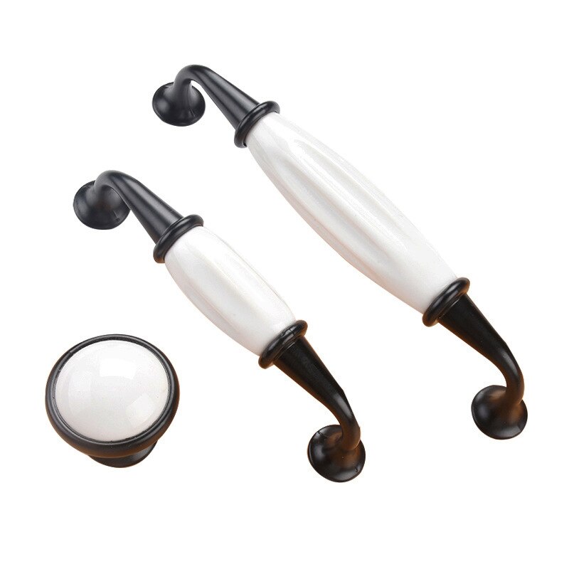 Kast Keramische Zwart Wit Handvat Europese Aluminium Kast Deurklink Lade Moderne Minimalistische Handvat Meubels Hardware