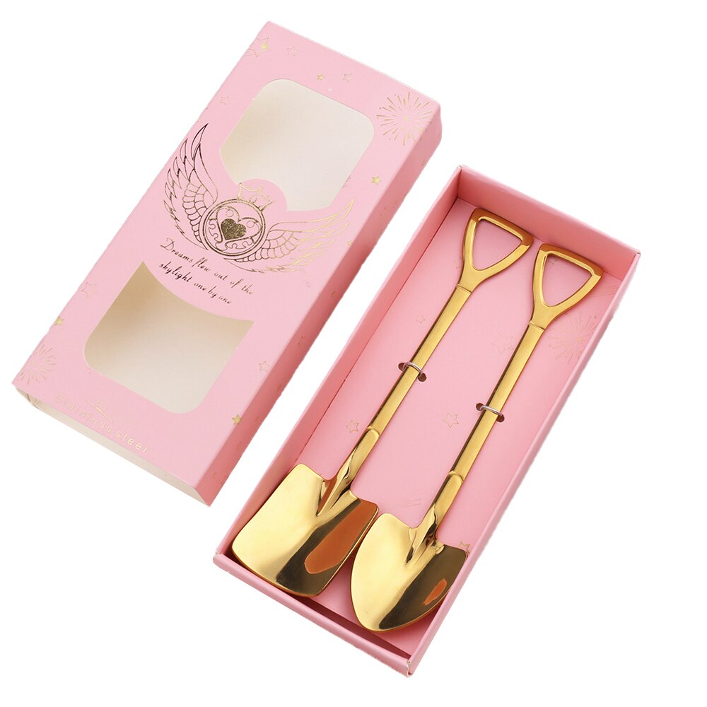 6 kinds of shovel coffee spoon golden spoon stainless steel spade spoon watermelon spoon dessert spoon ice cream spoon: H03