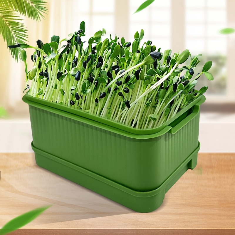 Bandeja para brotes, caja para verduras, guisante sin suelo, plántulas de frijoles, bandejas para vivero, placa para brotes hidropónicos, herramientas de jardín para brotes de semillas: green
