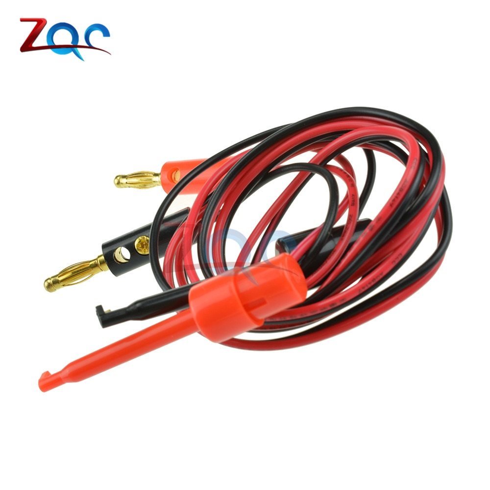 1 Pair 4mm Banana Plug to Test Hook Clip Lead Cable Gold Plated For Multimeter Test Lead Cable Equipment Connector