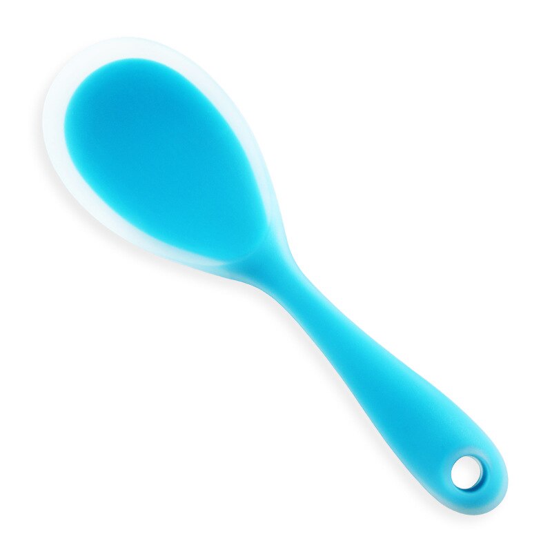 Silicone Rice Spoon Non-stick Silicone Cooking Spoon Anti-scalding Pot Rice High-temperature-resistant Spoon Kitchen Utensil: Blue Silicone Spoon