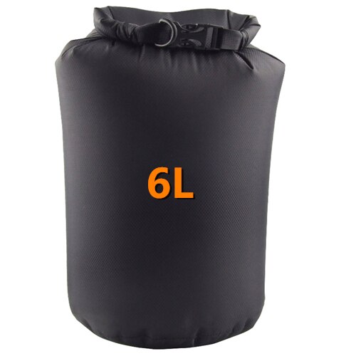 6l/12l sports vandtæt opbevaring tør taske pose flydende dykning camping svømning drifting kompression tasker 5 farver: Sort 6l