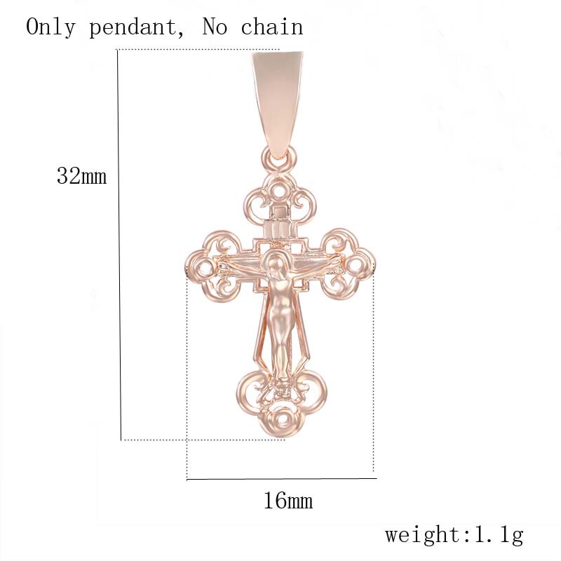 FJ 9 Style Jewelry Women Mens 585 Gold Color Crucifix Pendant Orthodox Cross Jewelry: PN0103