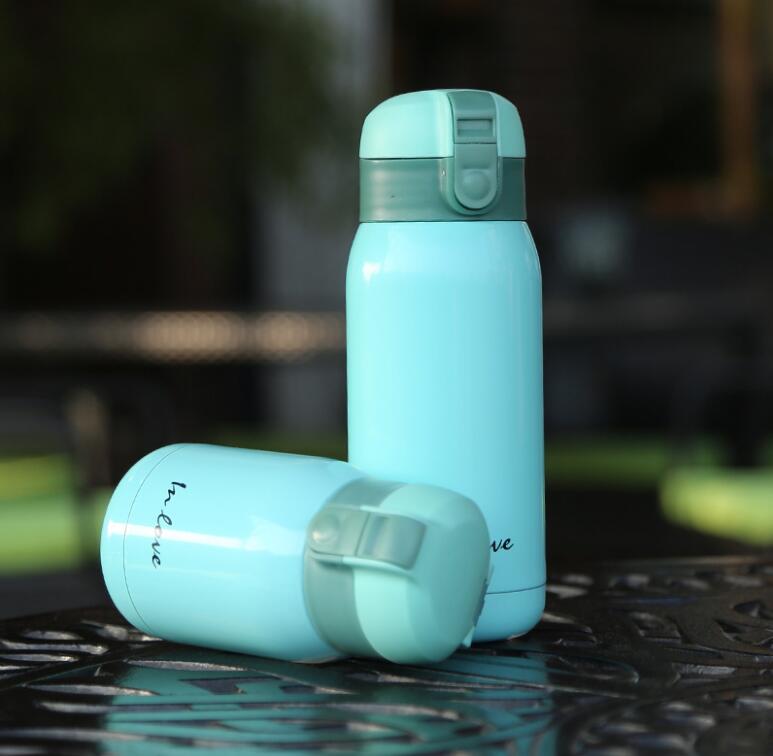 Termo de acero inoxidable con dibujos animados para estudiantes, taza de viaje, Garrafa Termica, 200ML, 360ML: 360ml / Blue