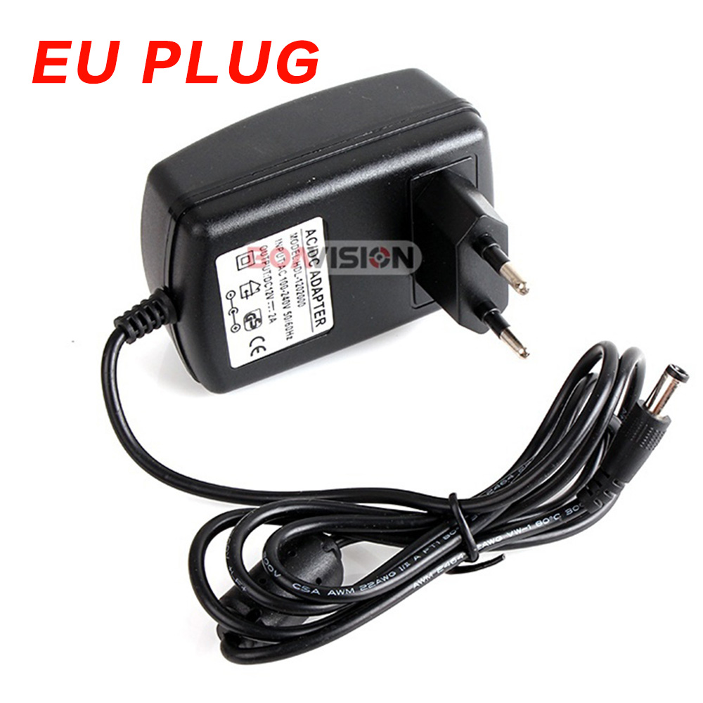 Qualified AC 110-240V To DC 12V 2A CCTV Power Supply Adapter,EU/US/UK/AU Plug ABS Plastic