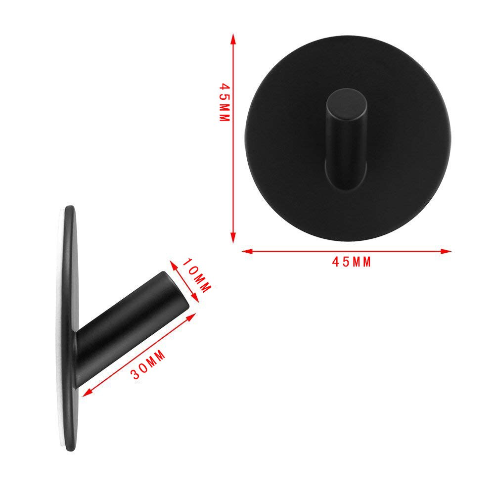 Heavy Duty Rvs Haak Zelfklevende Haak Keuken Badkamer Muur Deur Haak Houder Rack Kleding Handdoek Hanger: Black Round  1