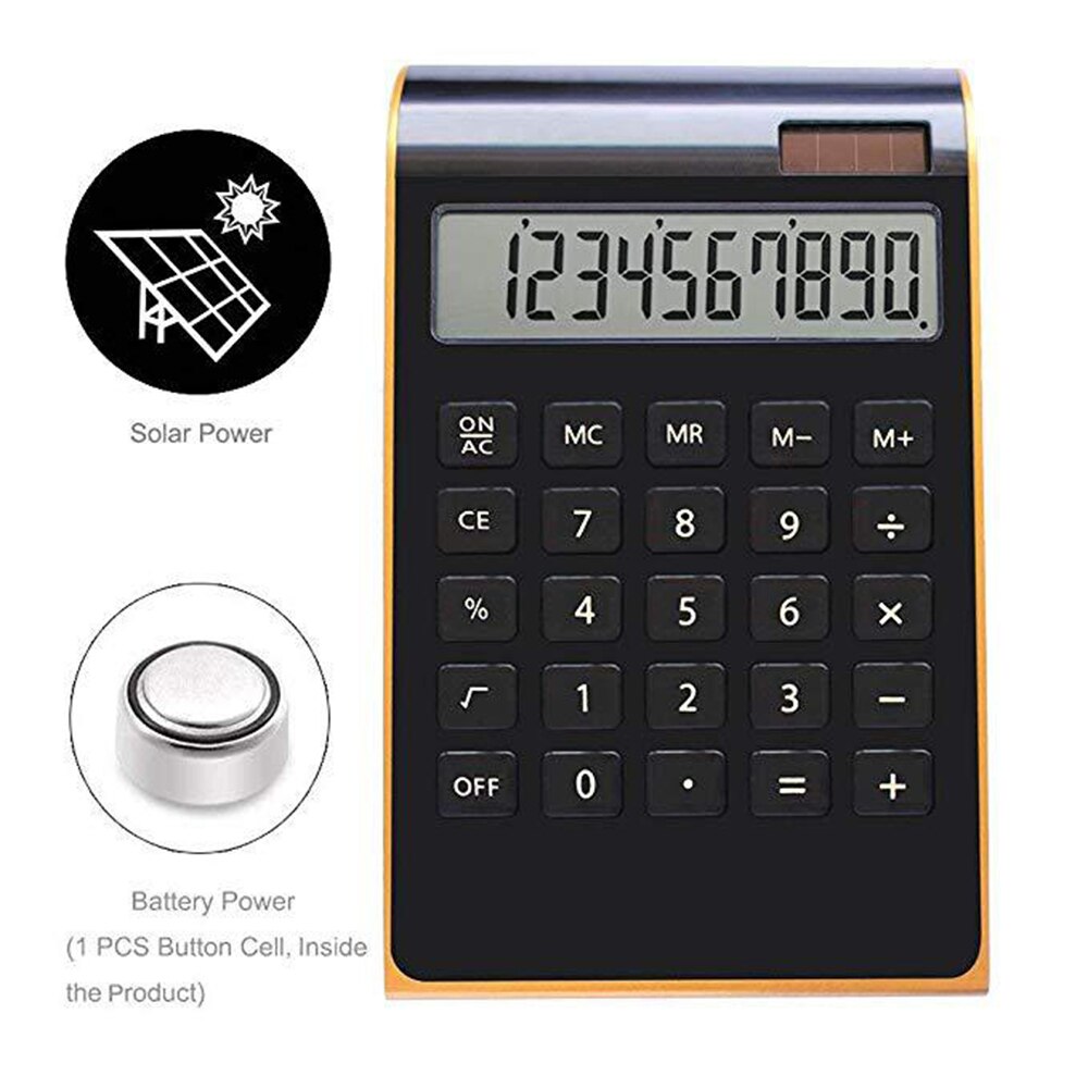 10 Digits Large LCD Display Desktop Calculator Ultra-thin Solar Energy & Button Battery Dual Power Basic Counter for Home Office