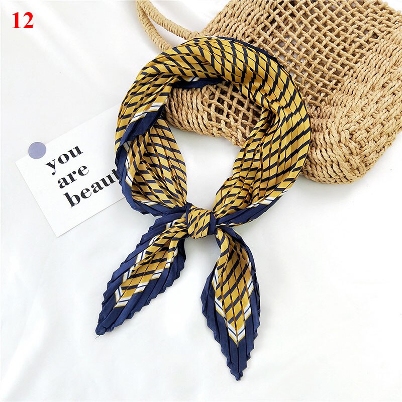 70*70cm Wrinkle Small Silk Scarf For Women Chiffon Square Scarf Fold Scarf Floral Striped Printed Women Office Scarves Foulard: 12