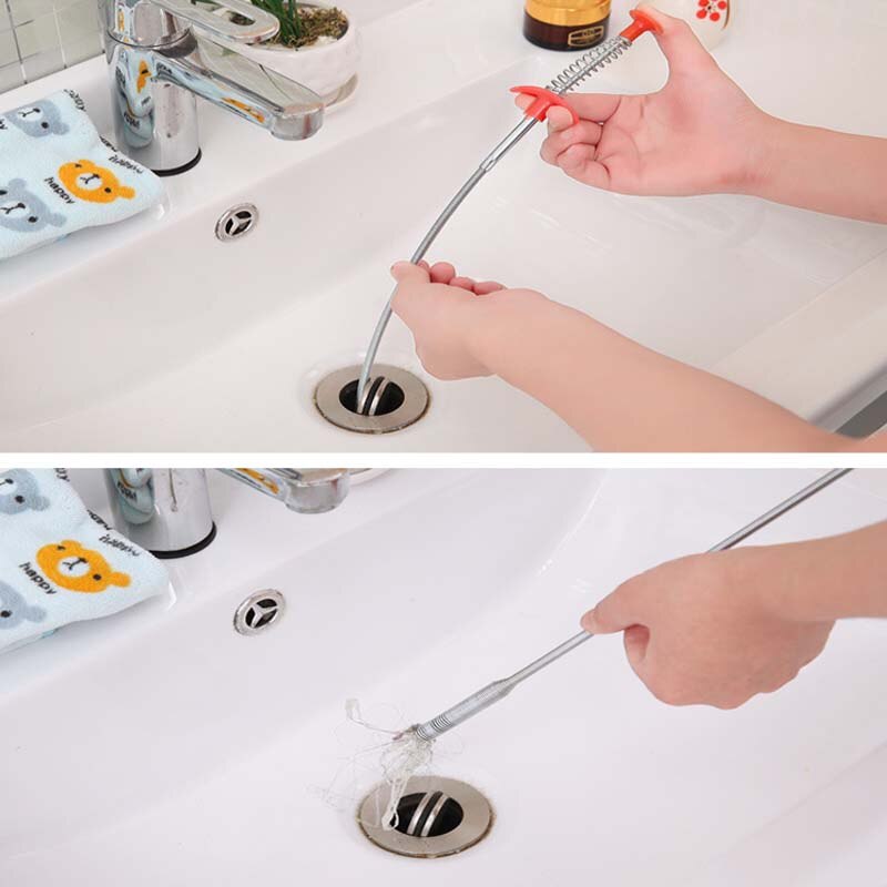ZK30 60cm Drain Cleaners Flexible Claw Pick Up Reacher Assist Tool for Litter Pick Home Sink Drains Toilet Cleaning