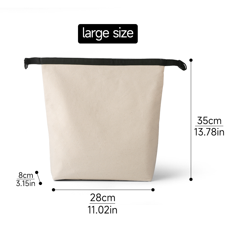 canvas Insulated Lunch Bag for student Lunch Tote Bags reusable Large Capacity Reusable Insulated bags for Work Picnic Travel: Beige
