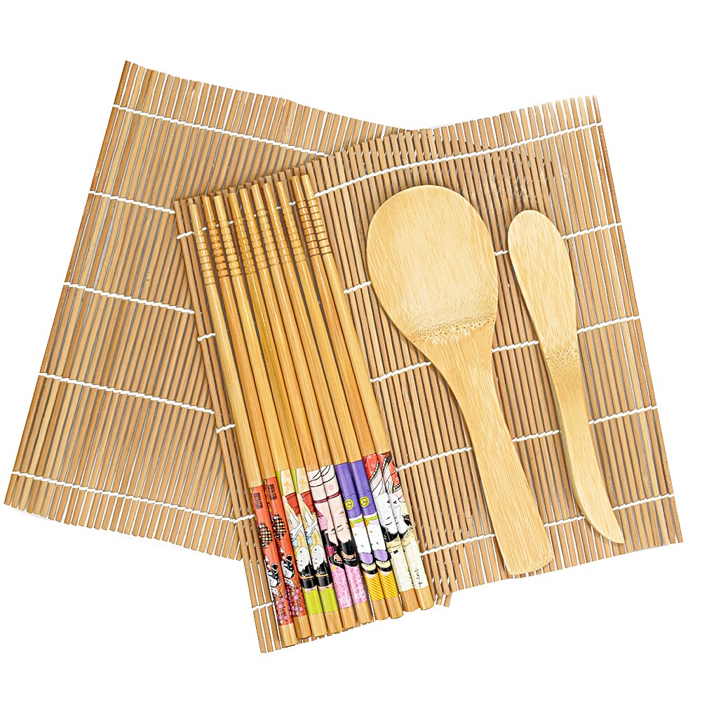 3PCS DIY Sushi Maker Sushi Plastic Making Kit Roller Rice Mold Easy Sushi Cooking Chef kitchen Japanese Sushi Cooking Tools: Bamboo Rolling Mat