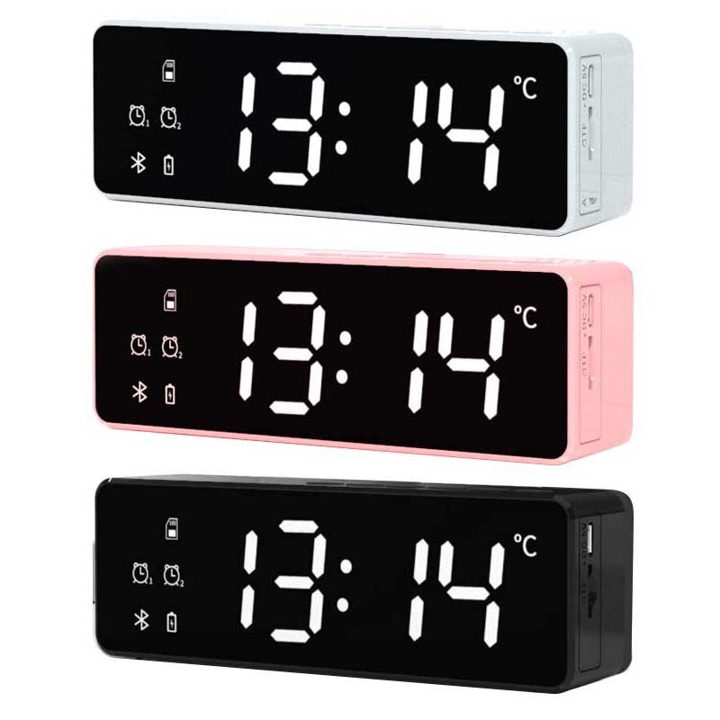alarm clock bluetooth speaker With FM Radio Wireless Mini Portable Alarm Clock Speaker LCD digital table Clock decor
