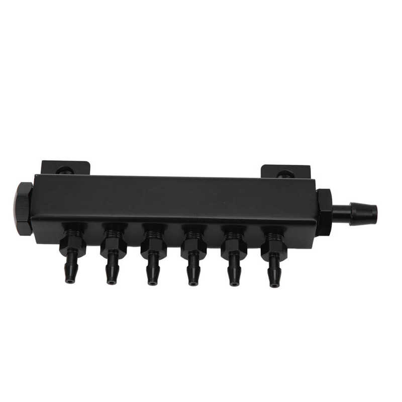 Car Automobile Intake Manifold 6 Port Vacuum Intake Manifold Turbo Wastegate Boost Kit 3/8in Inlet Outlet 1/8in Vacuum Ports
