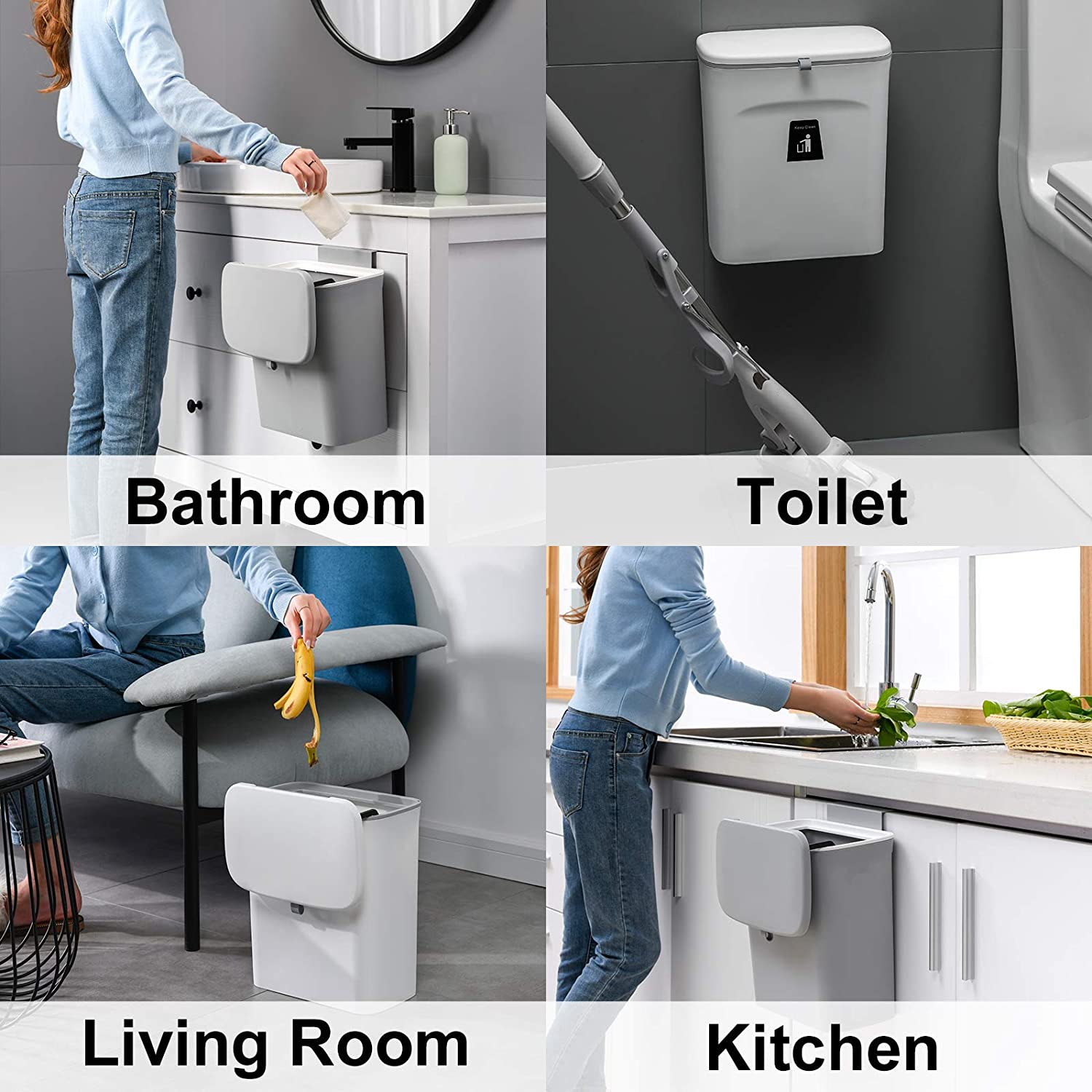 Colgador para puerta de armario de cocina, cubo de basura, contenedor, contenedores de basura, soportes colgantes para baño y cocina, herramientas de limpieza