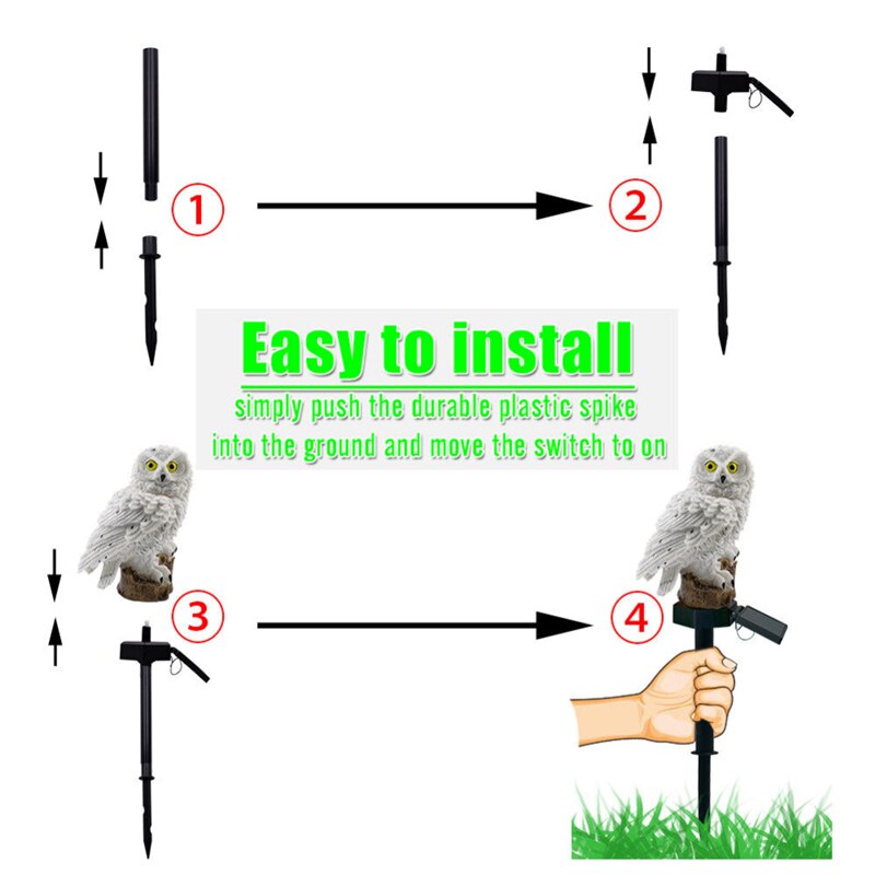 Outdoor Garten Skulpturen Lampe Harz Vogel Eule Form für Garten Dekoration Wasserdichte Außen Yard Garten Dekoration Skulpturen