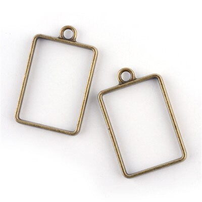 10pcs Rack Plating Alloy /Oval/Rectangle Shape Open Back Bezel Pendants For DIY Epoxy Resin, Pressed Flower Jewelry F80