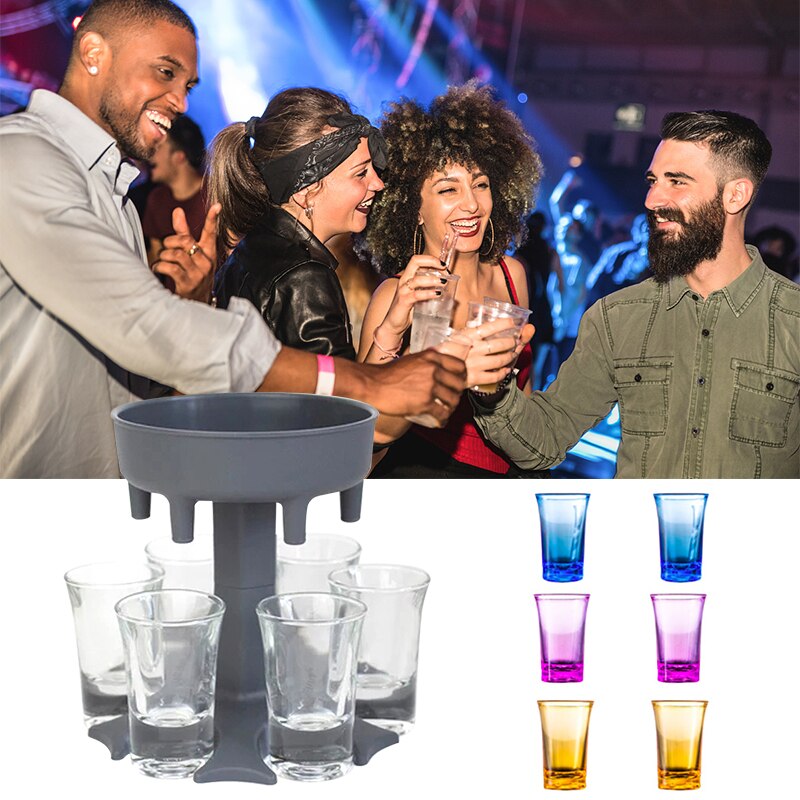 Bar Cocktail Glass Dispenser 6 Shot Glass Dispenser Holder Whiskey Beer Wine dispenser Home Bar Party Games Bar Accessories