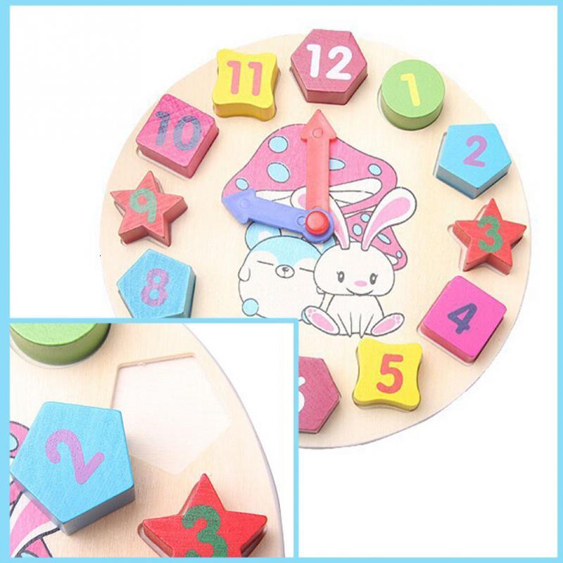 Wooden Number Clock Children Early Education Clock Tiny Rabbit Clock