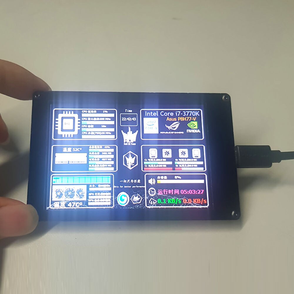 USB2LCD AIDA64 Chassis Display Screen 3.5 Inch IPS LCD Monitor Display USB Display Sub-Screen for Computer Raspberry Pi