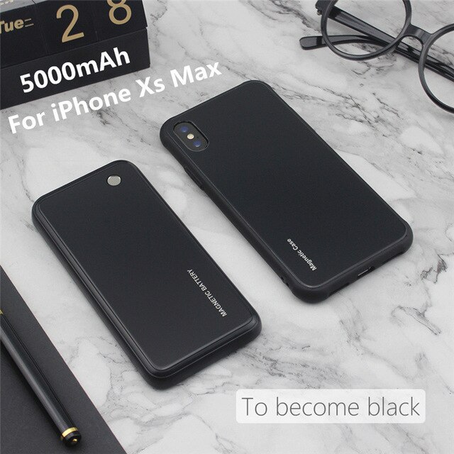 KQJYS Magnetic Battery Charger Cases for iPhone Xs Max Portable Wireless Power Bank Power Case for iPhone XR Battery Case: Black  For  XS Max